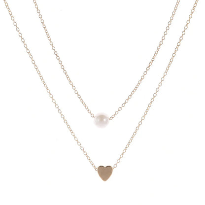 Wholesale Jewelry Simple Style Heart Shape Imitation Pearl Zircon Inlay Pendant Necklace