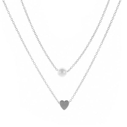 Wholesale Jewelry Simple Style Heart Shape Imitation Pearl Zircon Inlay Pendant Necklace