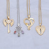 Wholesale Simple Style Heart Shape Key Stainless Steel Copper Enamel Plating Inlay Zircon Pendant Necklace