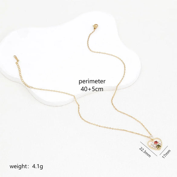 Wholesale Simple Style Heart Shape Key Stainless Steel Copper Enamel Plating Inlay Zircon Pendant Necklace