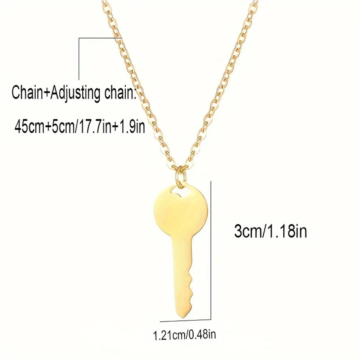 Simple Style Heart Shape Key Stainless Steel Plating 18k Gold Plated Pendant Necklace