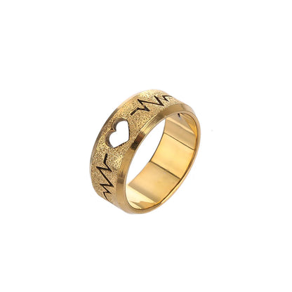 Simple Style Heart Shape Lightning Stainless Steel 14K Gold Plated Unisex Rings