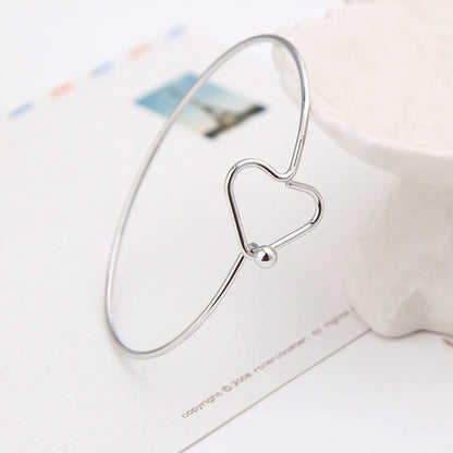 Simple Style Heart Shape Metal Wholesale Bangle