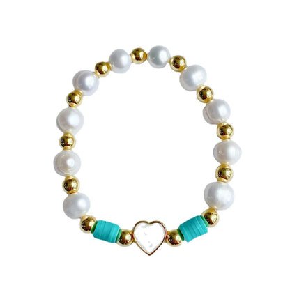 Simple Style Heart Shape Mixed Materials Beaded Women'S Bracelets