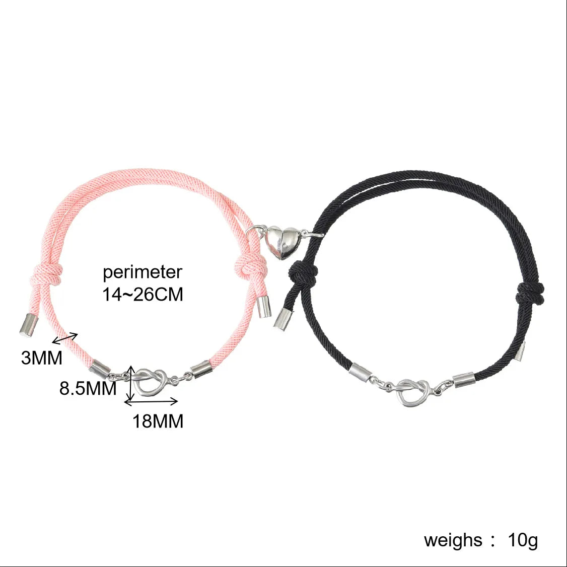 Simple Style Heart Shape Mixed Materials Rope Couple Bracelets