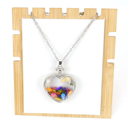 Simple Style Heart Shape Natural Stone Plating Pendant Necklace