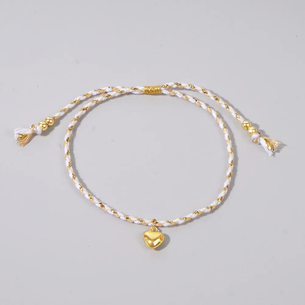 Simple Style Heart Shape Polyester Copper Wholesale Bracelets