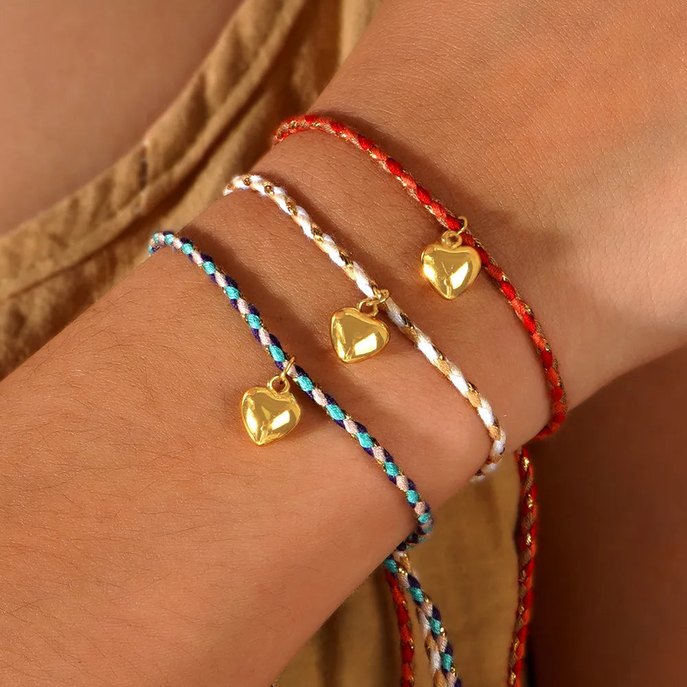 Simple Style Heart Shape Polyester Copper Wholesale Bracelets