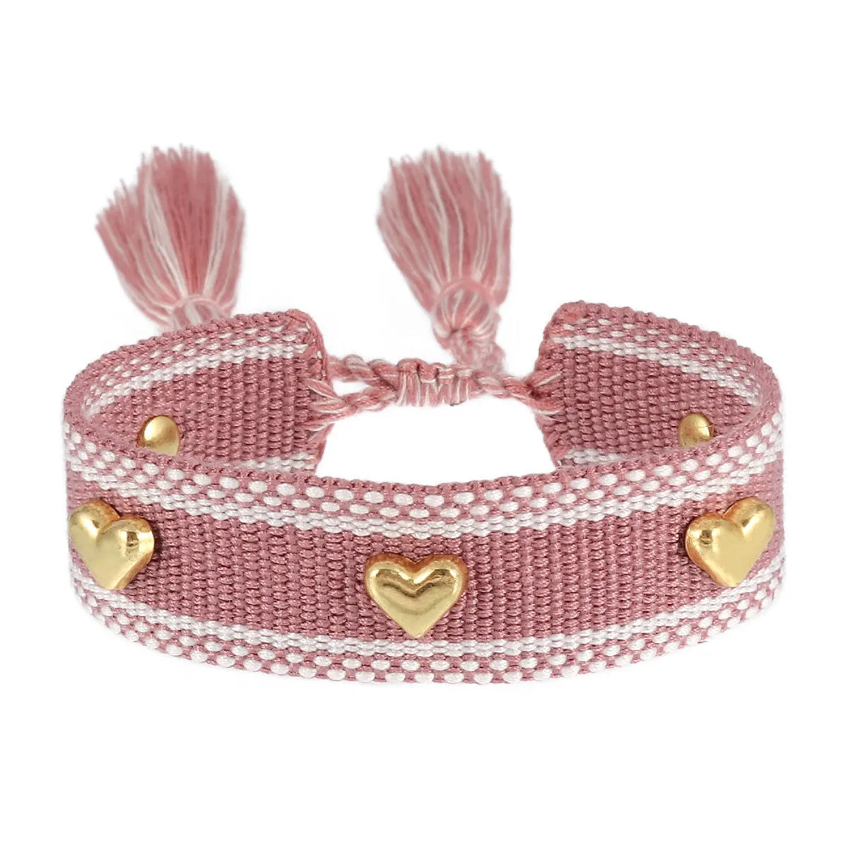 Simple Style Heart Shape Polyester Metal Embroidery Tassel Women'S Drawstring Bracelets