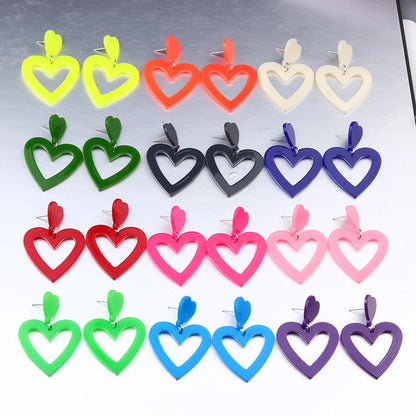 Simple Style Heart Shape Rectangle Arylic Women's Drop Earrings