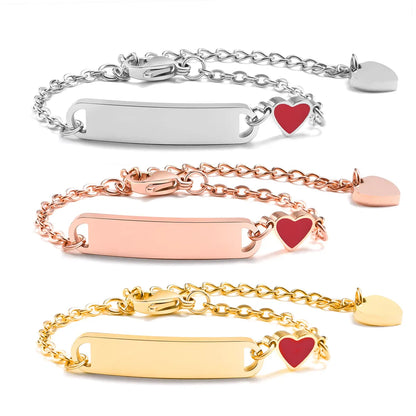 Simple Style Heart Shape Rectangle Stainless Steel Plating Gold Plated Bracelets