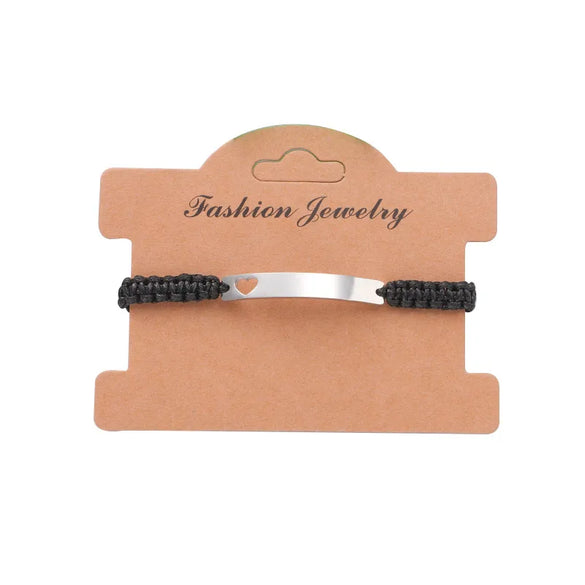 Simple Style Customization Laser Engraving Heart Shape Rectangle Titanium Steel 18K Gold Plated Titanium Steel Bracelets In Bulk
