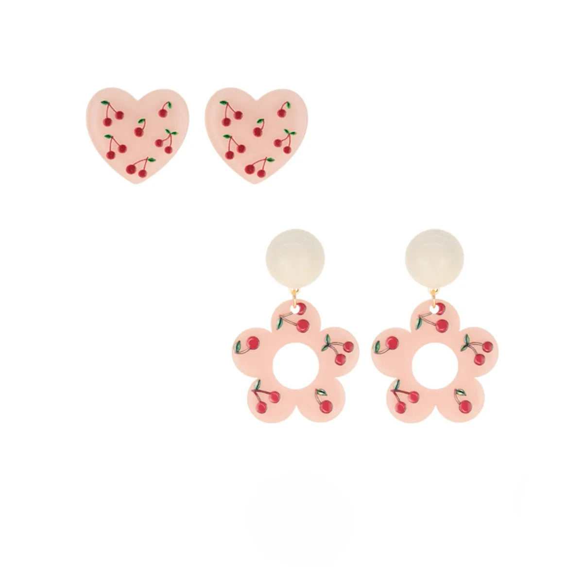 Simple Style Heart Shape Resin Epoxy Drop Earrings Ear Studs 1 Pair