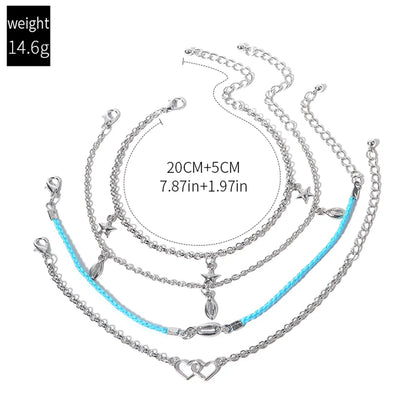 Simple Style Heart Shape Shell Alloy Unisex Anklet