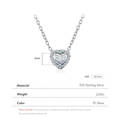 Simple Style Heart Shape Silver Plating Inlay Zircon Necklace 1 Piece