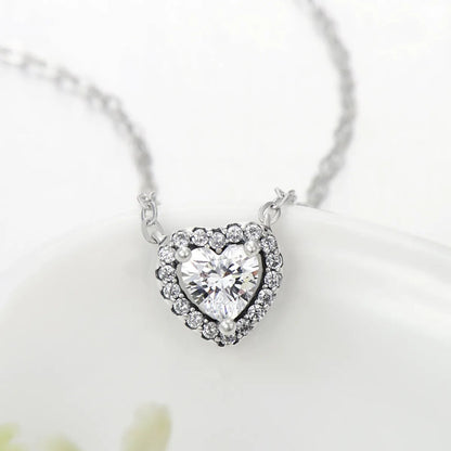 Simple Style Heart Shape Silver Plating Inlay Zircon Necklace 1 Piece