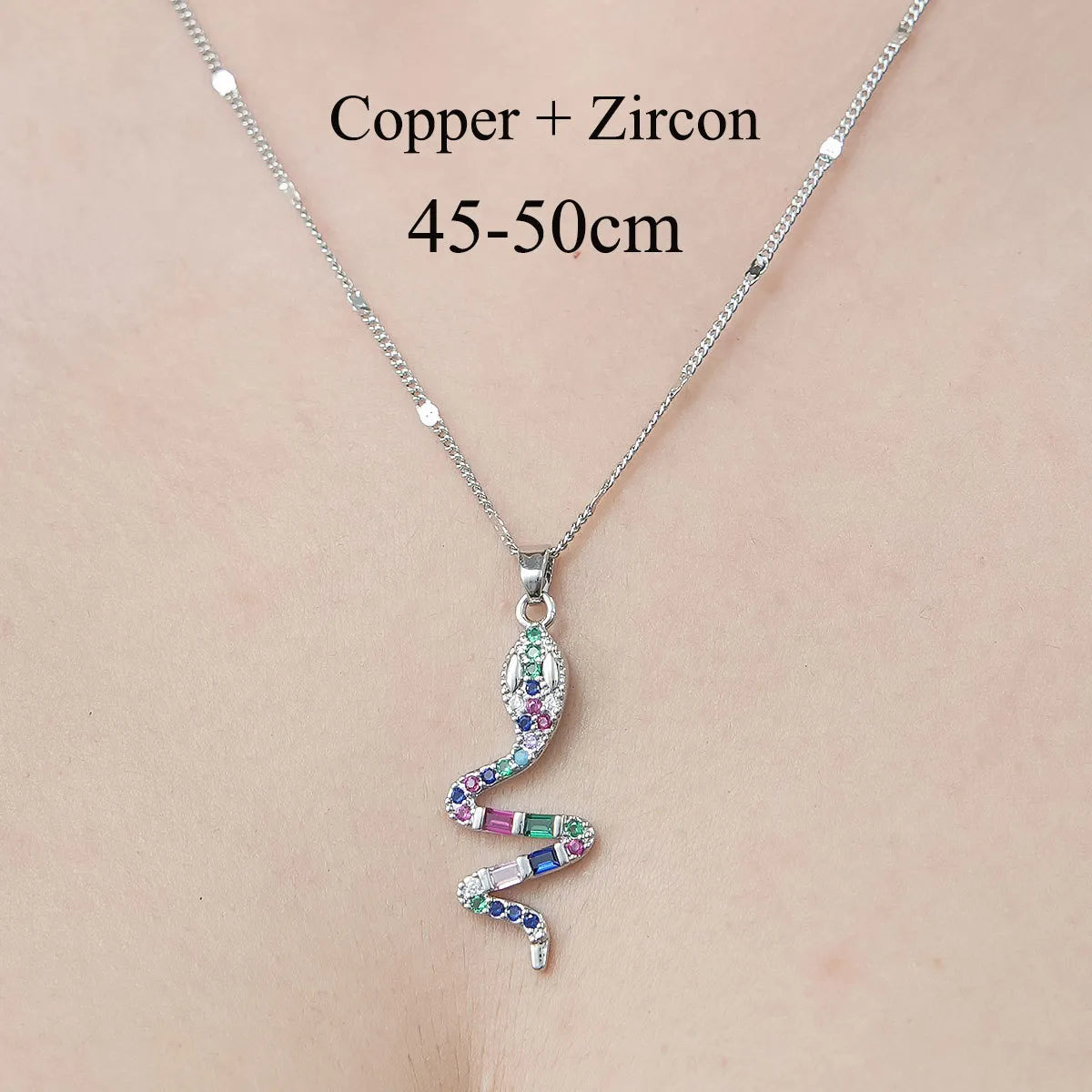 Simple Style Heart Shape Snake Lock Copper Plating Inlay Zircon Pendant Necklace