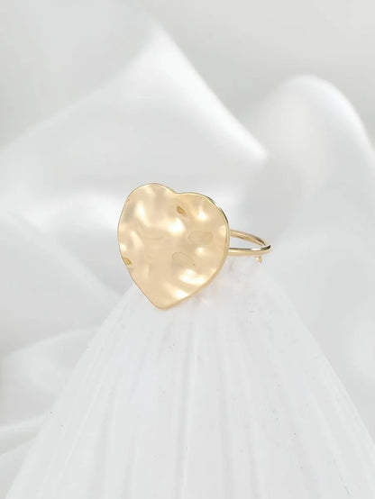 Simple Style Heart Shape Solid Color Stainless Steel Plating 18k Gold Plated Open Rings