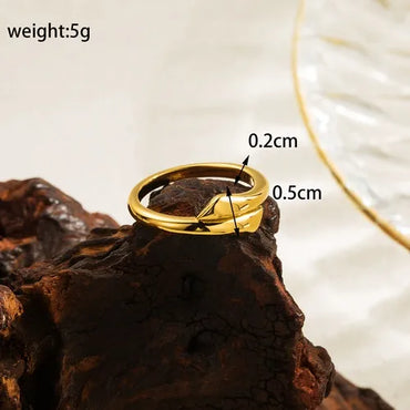 Simple Style Heart Shape Solid Color Stainless Steel Plating 18k Gold Plated Rings