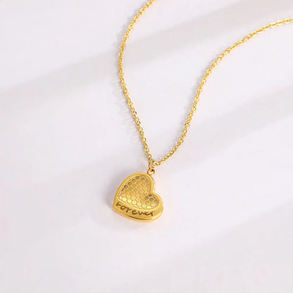 Simple Style Heart Shape Solid Color Titanium Steel Plating 18k Gold Plated Pendant Necklace