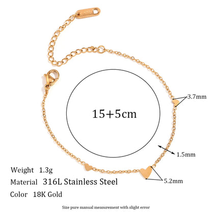 Simple Style Heart Shape Stainless Steel 18k Gold Plated Bracelets In Bulk