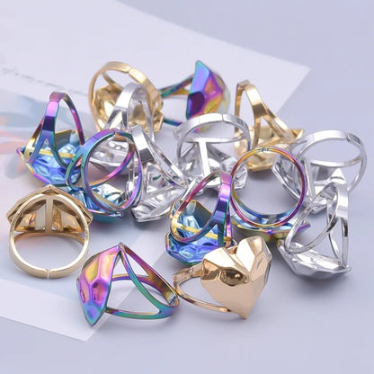 Simple Style Heart Shape Stainless Steel 18k Gold Plated Open Rings