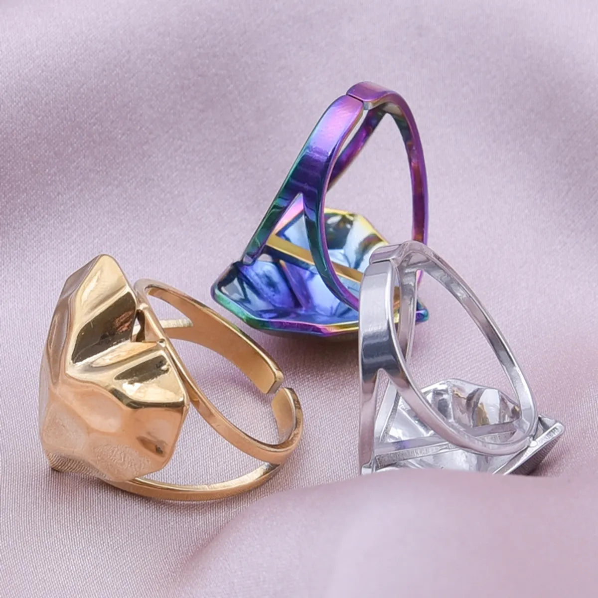 Simple Style Heart Shape Stainless Steel 18k Gold Plated Open Rings