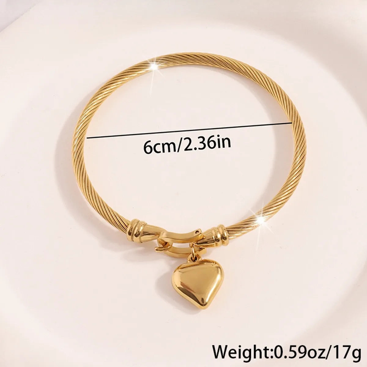 Simple Style Heart Shape Stainless Steel Bangle