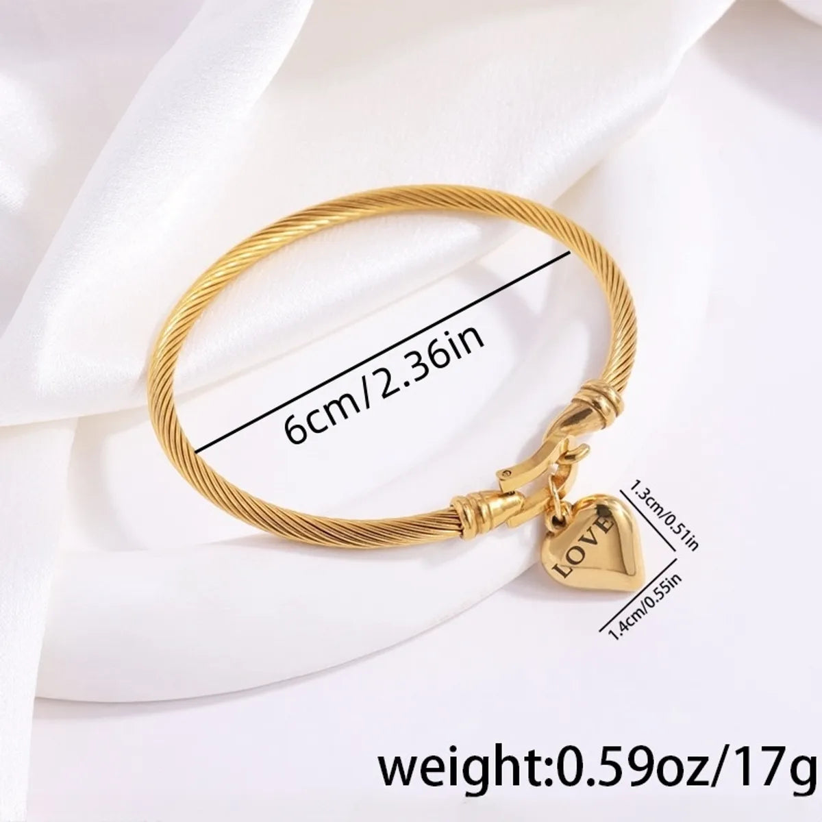 Simple Style Heart Shape Stainless Steel Bangle