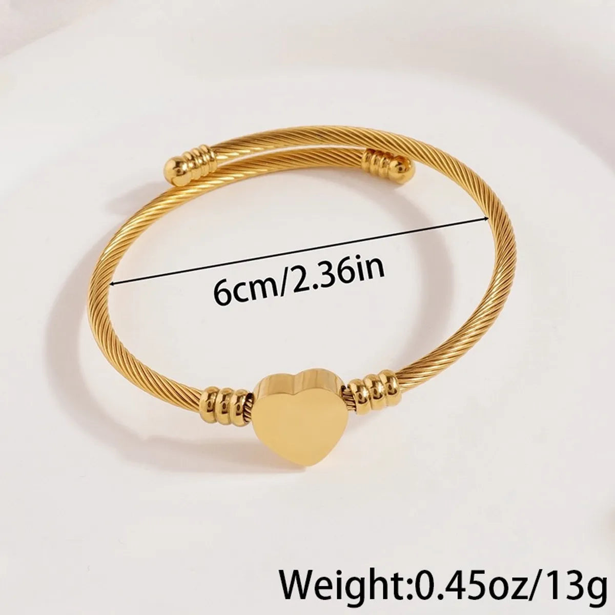 Simple Style Heart Shape Stainless Steel Bangle