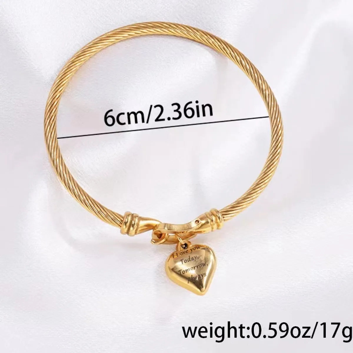 Simple Style Heart Shape Stainless Steel Bangle