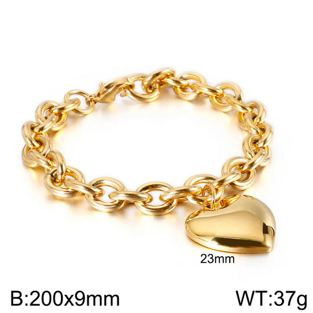 Wholesale Jewelry Simple Style Heart Shape Stainless Steel 18K Gold Plated Chain Bracelets Necklace