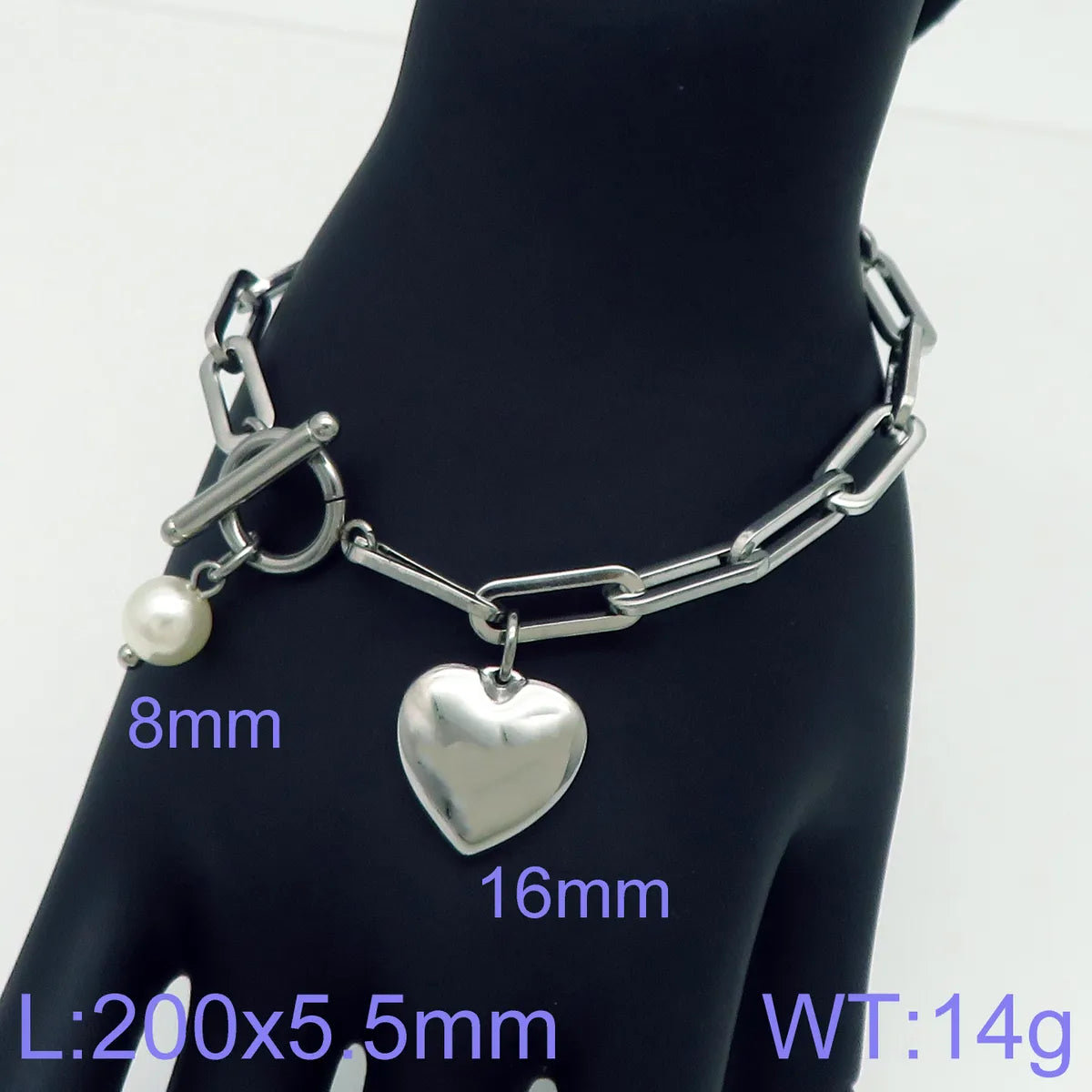 Wholesale Jewelry Simple Style Heart Shape Stainless Steel 18K Gold Plated Chain Bracelets Necklace