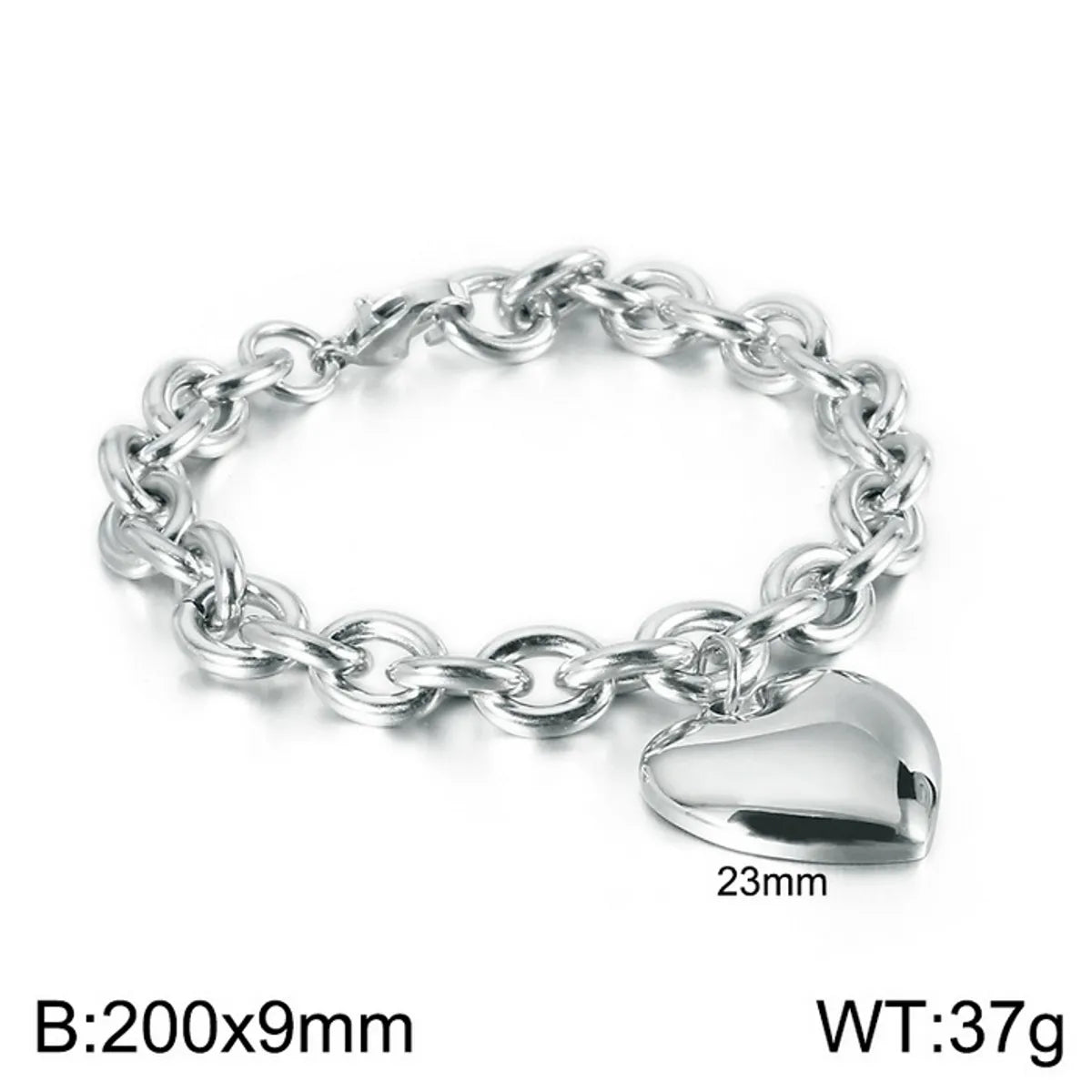 Wholesale Jewelry Simple Style Heart Shape Stainless Steel 18K Gold Plated Chain Bracelets Necklace