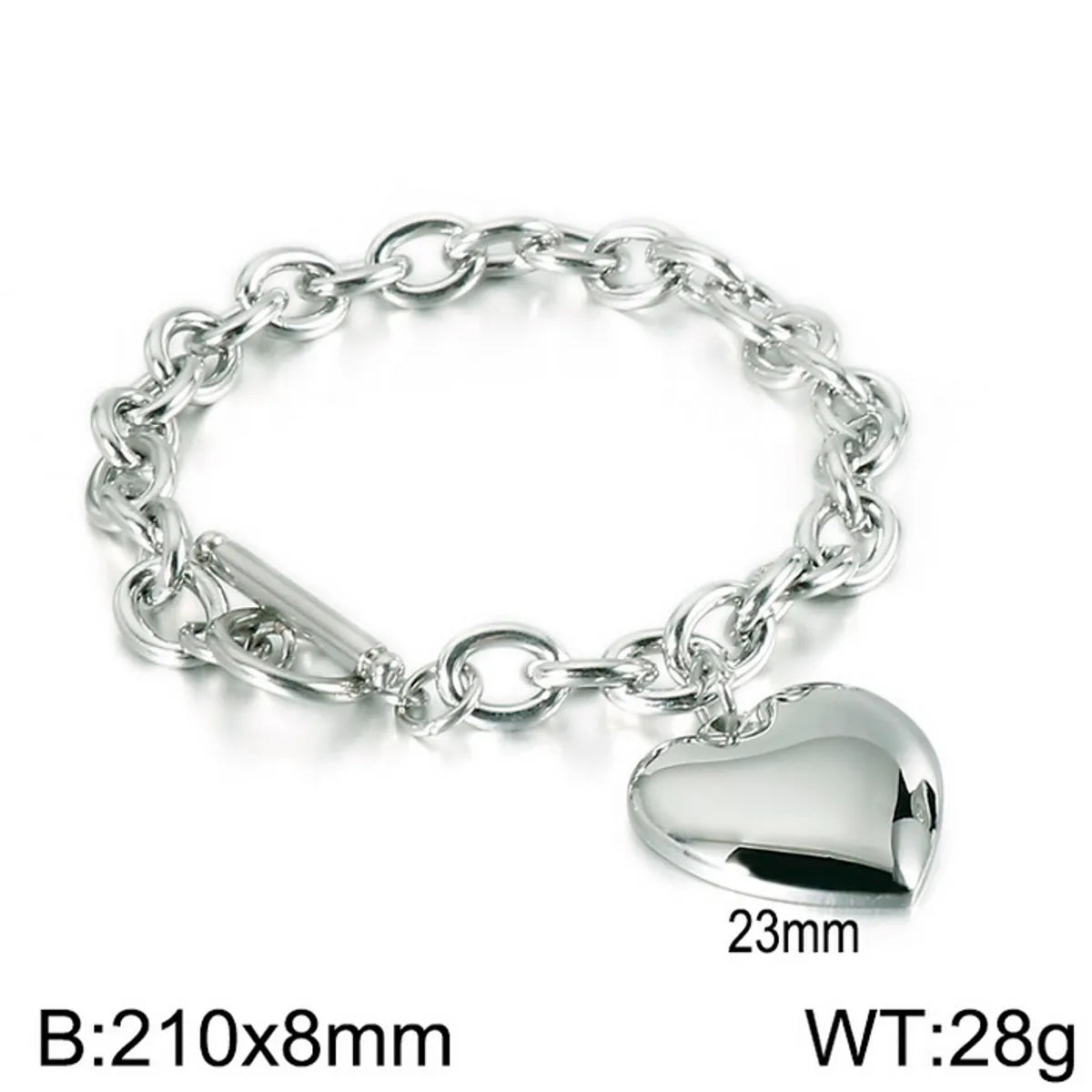 Wholesale Jewelry Simple Style Heart Shape Stainless Steel 18K Gold Plated Chain Bracelets Necklace