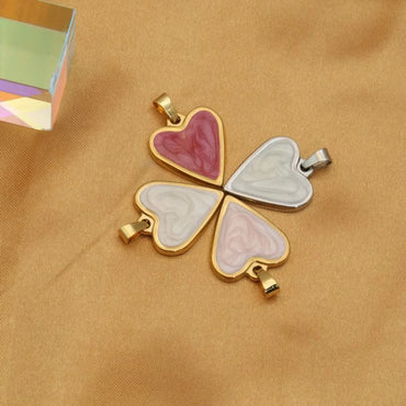 1 Piece Stainless Steel Enamel 18K Gold Plated Heart Shape