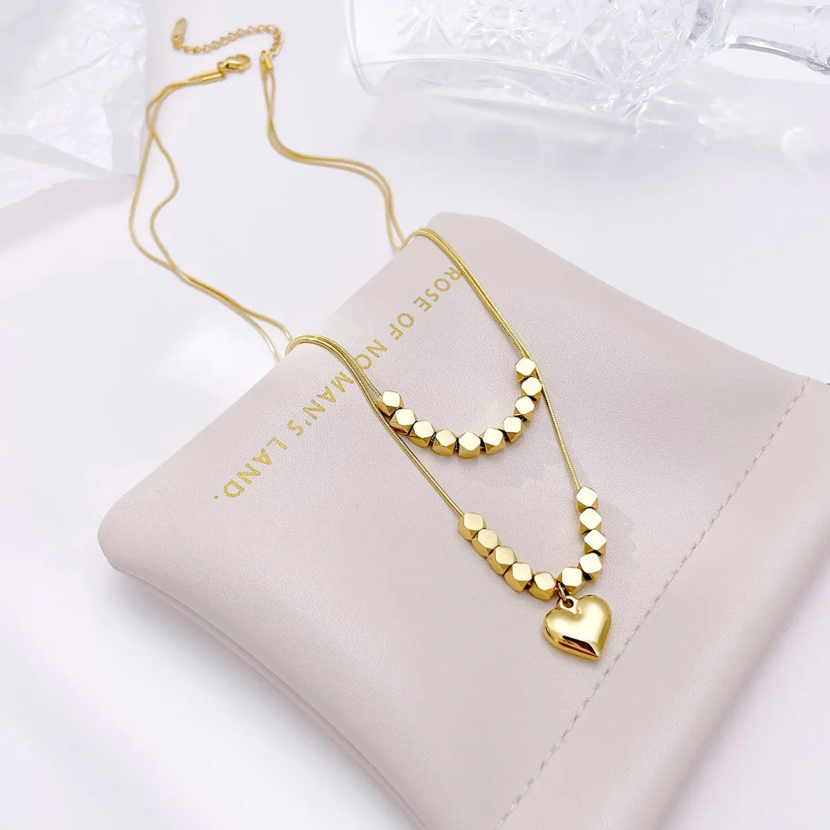 Simple Style Heart Shape Stainless Steel Gold Plated Pendant Necklace In Bulk