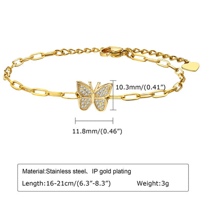 Simple Style Heart Shape Stainless Steel Gold Plated Zircon Bracelets In Bulk