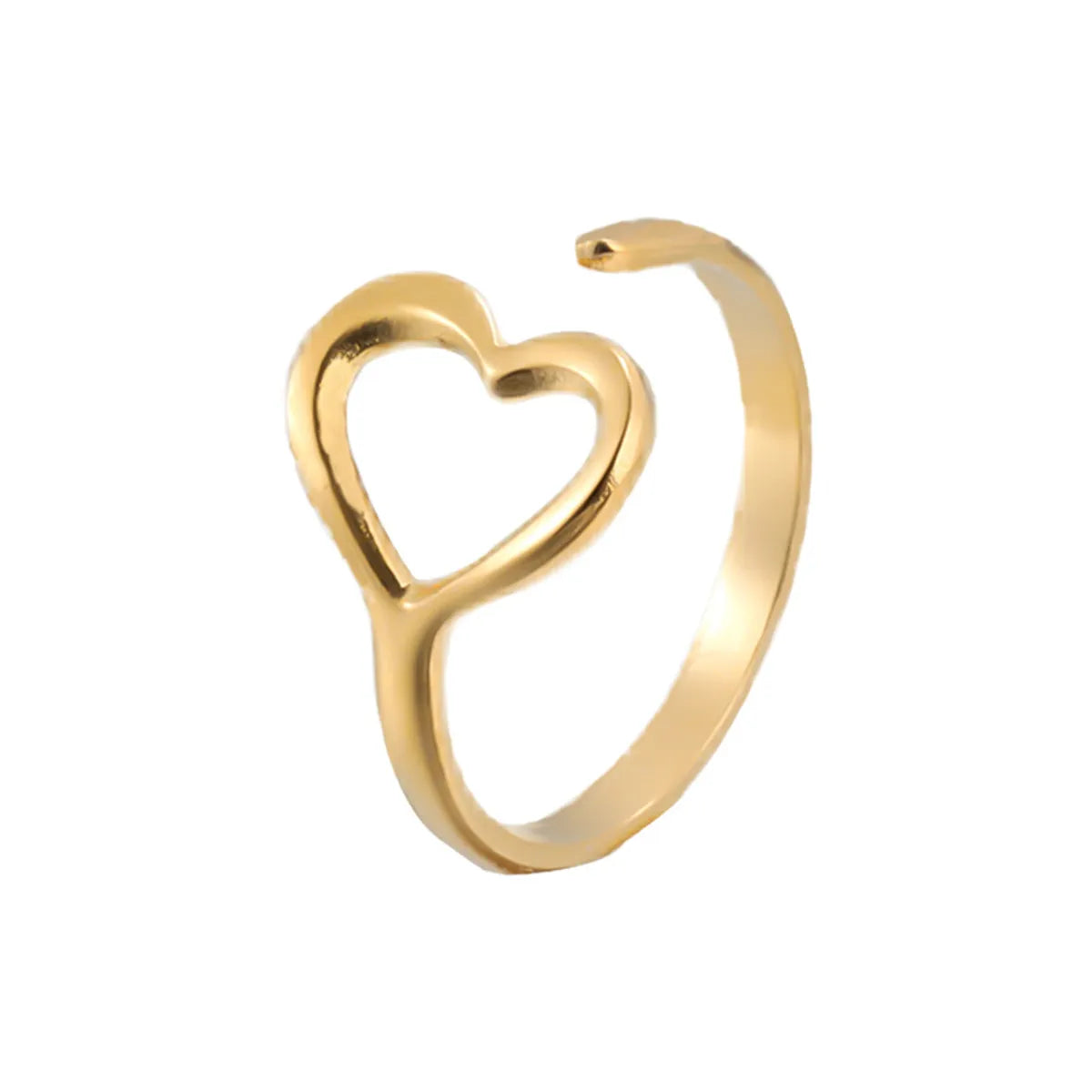 Simple Style Heart Shape Stainless Steel Hollow Out Open Ring