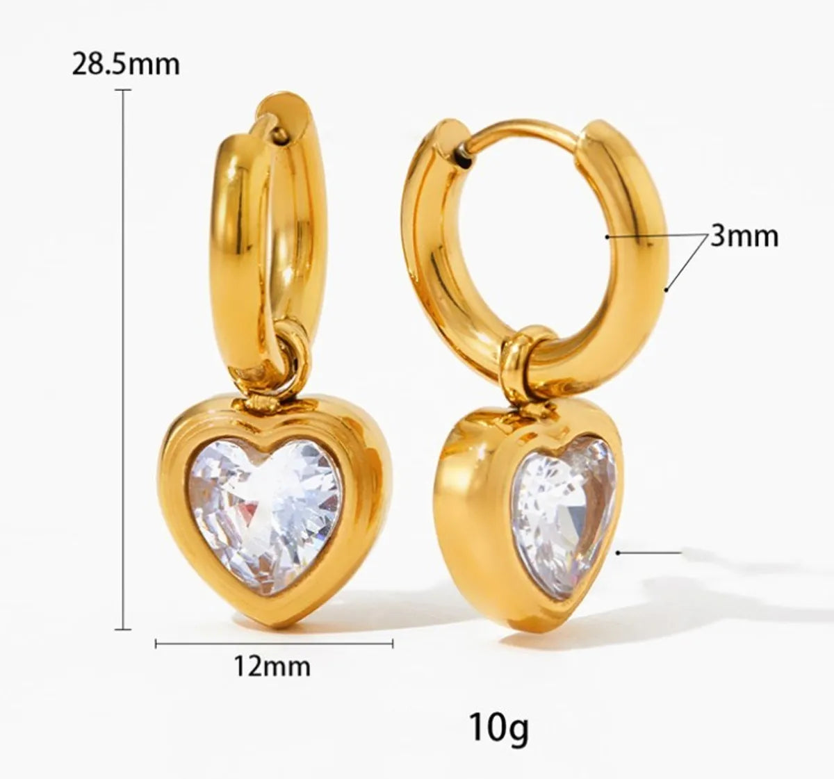 Simple Style Heart Shape Stainless Steel Inlay Zircon Bracelets Earrings Necklace