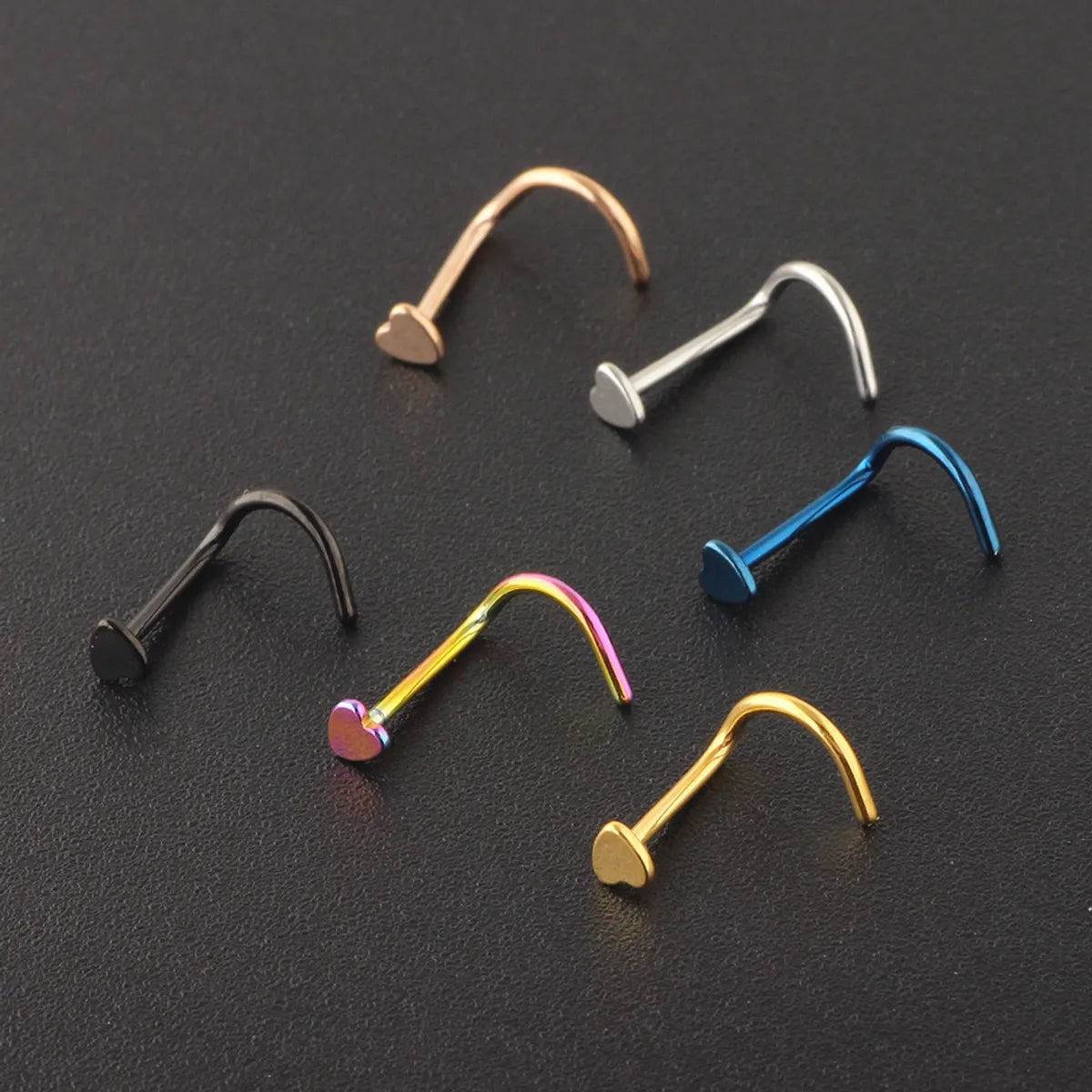 Simple Style Heart Shape Stainless Steel Nose Studs 1 Piece