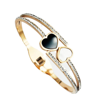 Simple Style Heart Shape Stainless Steel Plating 18k Gold Plated Bangle