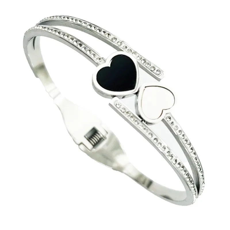 Simple Style Heart Shape Stainless Steel Plating 18k Gold Plated Bangle