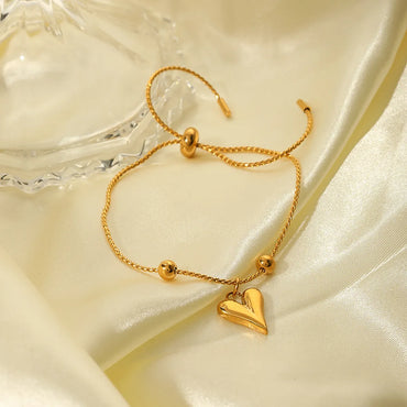 Simple Style Heart Shape Stainless Steel Plating 18k Gold Plated Bracelets Necklace