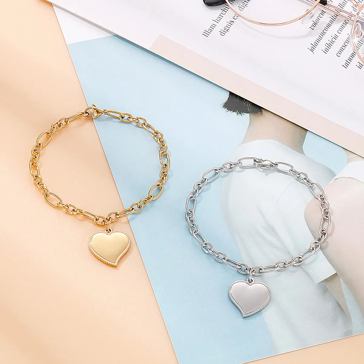 Simple Style Heart Shape Stainless Steel Plating 18k Gold Plated Bracelets