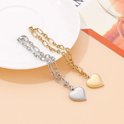 Simple Style Heart Shape Stainless Steel Plating 18k Gold Plated Bracelets