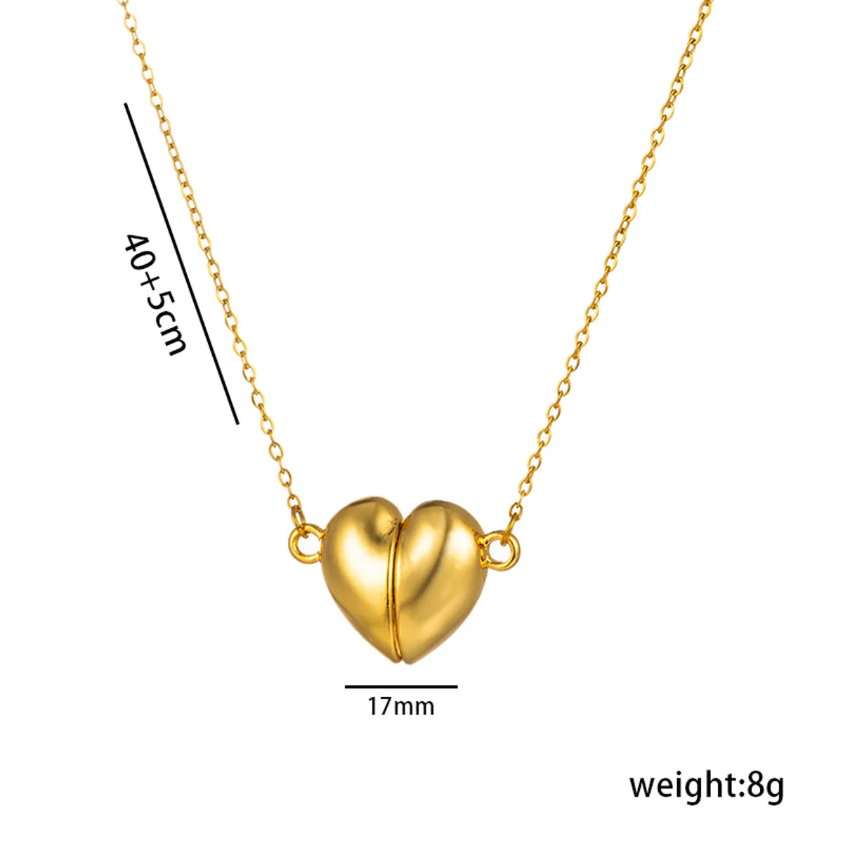 Simple Style Heart Shape Stainless Steel Plating 18k Gold Plated Pendant Necklace