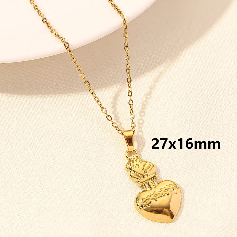 Wholesale Jewelry Simple Style Heart Shape 304 Stainless Steel Plating Pendant Necklace