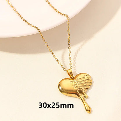 Wholesale Jewelry Simple Style Heart Shape 304 Stainless Steel Plating Pendant Necklace