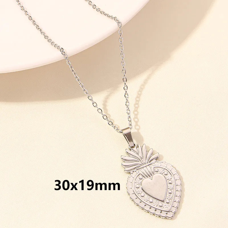 Wholesale Jewelry Simple Style Heart Shape 304 Stainless Steel Plating Pendant Necklace